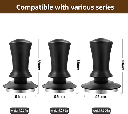 K COOL Espresso Hand Tamper, Premium Barista Coffee Tamper with Calibrated Spring, Stainless Steel Base Tamper Compatible with Espresso Machine Rancilio, Gaggia Bottomless Portafilter (58mm, Black)