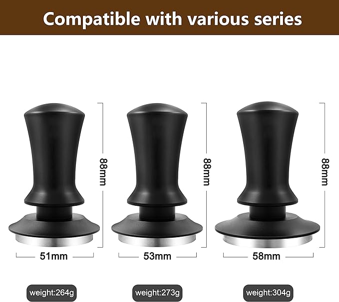K COOL Espresso Hand Tamper, Premium Barista Coffee Tamper with Calibrated Spring, Stainless Steel Base Tamper Compatible with Espresso Machine Rancilio, Gaggia Bottomless Portafilter (58mm, Black)