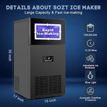 Load image into Gallery viewer, Upgraded Commercial Ice Maker - 130LBS/24H with 35LBS Storage Bin, 15" Wide Frosted Black Undercounter/Freestanding Ice Machine for Home Bar &amp; Outdoor Use - Produces 45 Ice Cubes