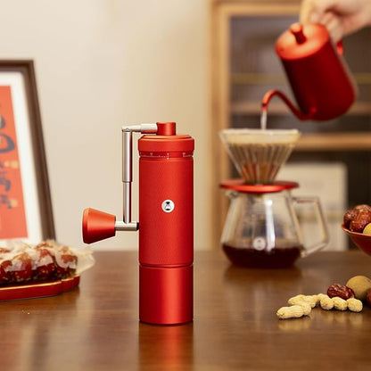 TIMEMORE S3 Manual Coffee Grinder with External Adjustment and Stainless Steel Patented Burr，Hand Coffee Grinder High Presicion Premium Expresso Coffee Grinder Chestnut S3, Red