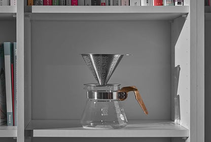 ATHIA Reusable Coffee Filter, Stainless Steel Pour Over Dripper with Laser-etched Mesh Cone, Eco-Friendly Paperless Design, Fits Most Mugs, Carafes & Hario brewers (Silver, Flower Carving)