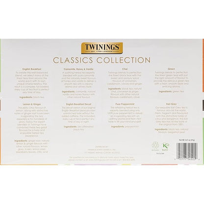 Twinings Tea Classics Collection Gift Box Variety Sampler, 48 Tea Bags (Pack of 1), Enjoy Hot or Iced, Includes Black, Herbal, Green, & Chai Teas