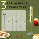 Load image into Gallery viewer, YUSWKO Champagne Gold Handheld Milk Frother Wand with Stand for Coffee, Rechargeable Electric Whisk with 3 Heads 3 Speeds Drink Mixer Coffee Frother For Latte, Cappuccino, Hot Chocolate, Egg