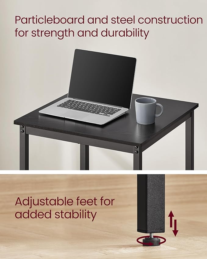 VASAGLE Bar Table, Small Kitchen Dining Table, High Top Pub Table, Height Cocktail Table for Living Room Party, Sturdy Metal Frame, 23.6 x 23.6 x 36.2 Inches for Narrow Spaces, Ebony Black and Black