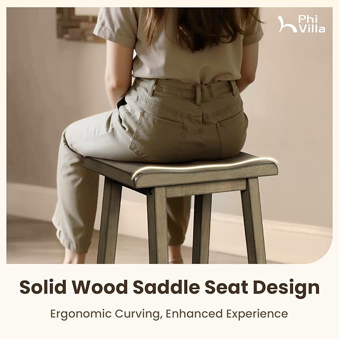 PHI VILLA Dining Table Set for 4, Counter Height Dining Table with 2 Chairs and 1 Bench, Solid Wood Table Sets for Farmhouse, Rustic Kitchen and Dining Room Table Set with Chairs, Smoky Brown