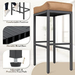 Load image into Gallery viewer, Athena Collection Counter Height Bar Stools Set of 2, 31.5 Inches Saddle Bar Stools with Leather Upholstered and Metal Legs, Backless Barstools for Counter, Kitchen Island, Dining Room, Brown