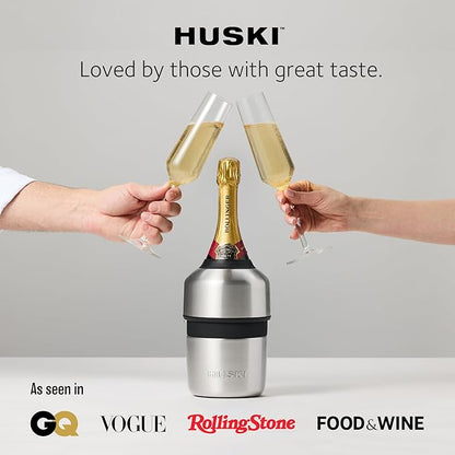 Huski Champagne Chiller | NEW | Award-Winning Iceless Design with Detachable Bottle Stopper | Keeps Wine Cold up to 6 Hours | Fits most 750ml Champagne, Prosecco & Sparkling Wine Bottles (Champagn)