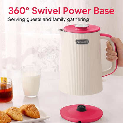 Nueve&Five 1.7L (57oz) Large Electric Kettle Perfect for 7+Cups of Tea and Coffee,2 quarts Double Wall Big Electric Tea Kettle,Auto Shut Off,1200W Hot Water Kettle Electric -Red