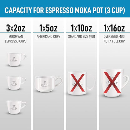 Zulay Kitchen Classic Stovetop Espresso Maker for Great Flavored Strong Espresso, Classic Italian Style 3 Espresso Cup Moka Pot, Makes Delicious Coffee, Easy to Operate & Quick Cleanup Pot