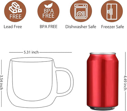 CNGLASS Double Walled Glass Coffee Mugs 10oz,Large Insulated Espresso Cups,Set of 2 Clear Glasses Cappuccino Mug with Handle(Tea Latte Glassware)