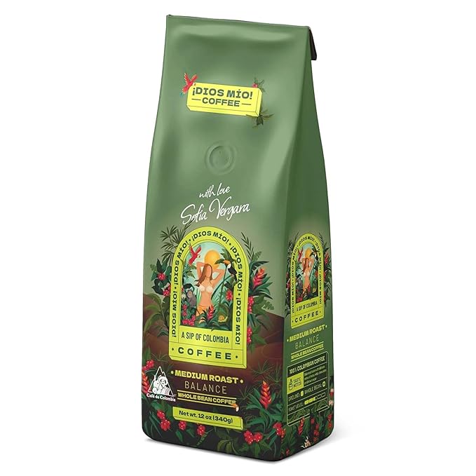 Dios Mio Coffee by Sofia Vergara, Medium Roast, Whole Bean Premium Colombian Coffee, 12 Ounce Bag
