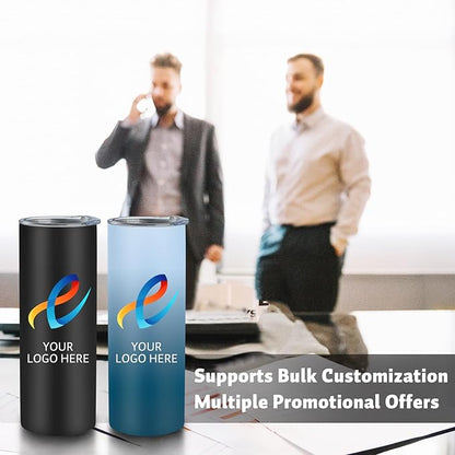 Personalized Tumbler with Picture, Custom Stainless Steel Skinny Tumbler with Logo Text, Personalized Cup Gifts for Women Men Birthday Christmas, Bulk Corporate Gifts