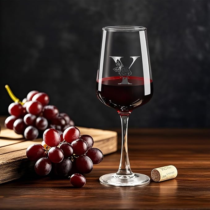 Personalized Wine Glass Gifts for Women - Monogrammed A-Z Wine Glasses Gift | Custom Christmas Gift, Valentines Day, Birthday Gifts for Women Her Mom Wife Best Friend Sister (Y)