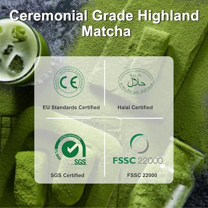 Letstay Ceremonial Grade Matcha Powder Highland Matcha Tea Organic Matcha Green Tea - Premium 1st Harvest - Zero Sugar, Halal Certified & SGS Certified & FSSC 22000, 30g (1.05oz) Tin
