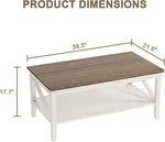 Load image into Gallery viewer, ChooChoo Farmhouse Coffee Table, Wooden Coffee Tables with Thicker Legs, White Coffee Table with Storage for Living Room