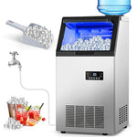 Load image into Gallery viewer, Commercial Ice Maker Machine 155Lbs/24H, 15" Wide Under Counter/Freestanding Ice Machine, 45 Ice Cubes in 4-15 Mins, 35Lbs Ice Storage, 2 Water Supply Modes, Built-in Ice Maker for Home, Bar, Outdoor