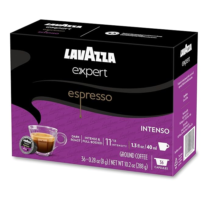 Lavazza Expert Espresso Intenso Capsules, Dark Roast, Arabica and Robusta Blend, Compatible with Lavazza Classy Machines (36 Capsules)
