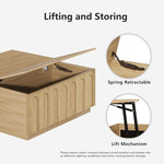 Load image into Gallery viewer, Lift Top Coffee Table with Storage, Modern Coffee Table with Arched Design, 31.5" Square Tea Table with Wood Grain, Boho Multifunctional Center Table for Living Room, Office, Oak