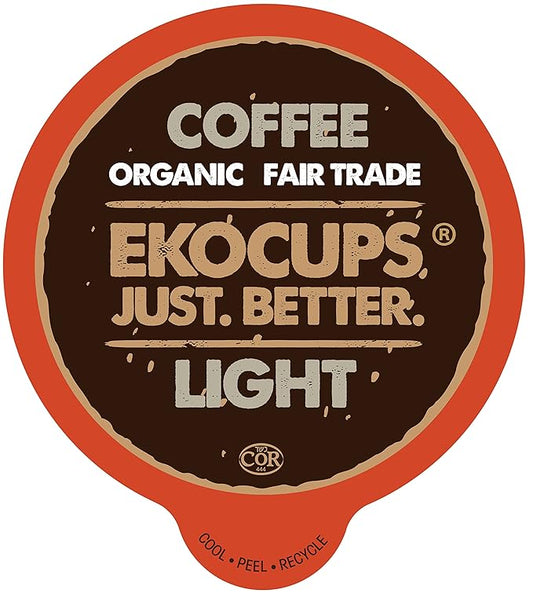 EKOCUPS Organic Coffee Pods, Light Roast Single Serve Coffee for Keurig K Cups Machines, Fair Trade in Recyclable Pods, 40 Count