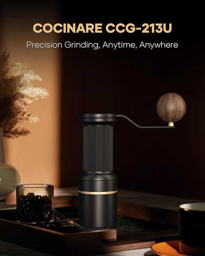 Cocinare ESSENCE GO B38 Ultra Manual Coffee Grinder – with Carrying Case Hand Grinder Capacity 30g, GhostEdge Ultra Burr & 80 Grind Settings, Perfect for Pour-over, Espresso, Cold Brew (Black)