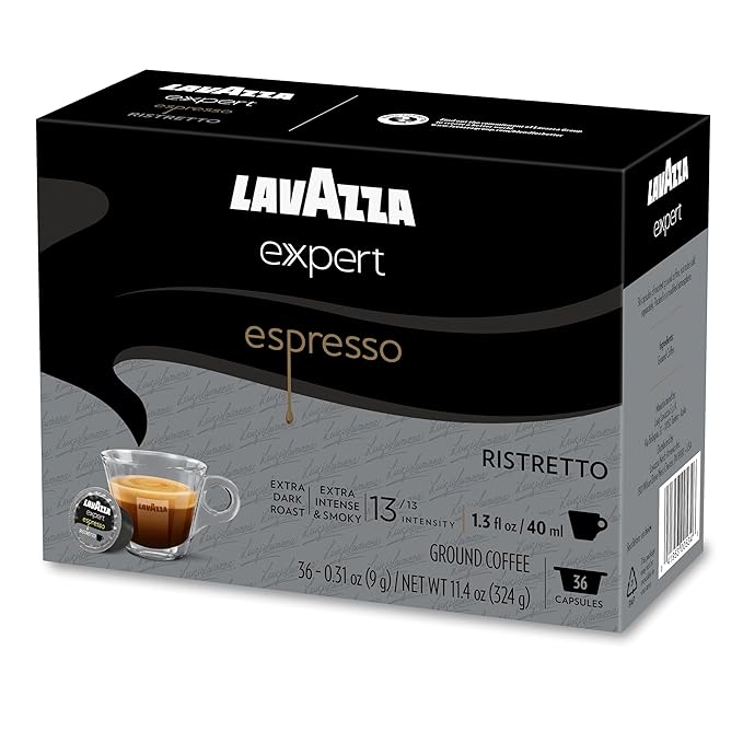 Lavazza Expert Espresso Ristretto Capsules, Extra Dark Roast, Arabica and Robusta Blend, Compatible with Lavazza Classy Machines (36 Capsules)