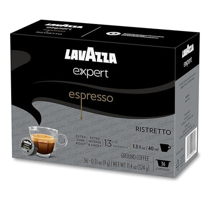Lavazza Expert Espresso Ristretto Capsules, Extra Dark Roast, Arabica and Robusta Blend, Compatible with Lavazza Classy Machines (36 Capsules)
