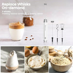 Load image into Gallery viewer, Maestri House Rechargeable Milk Frother with 3 Heads, LunaFro AS Handheld Electric Foam Maker Waterproof Detachable Stainless Steel Whisk Drink Mixer Foamer with Stand for Lattes, Cappuccino, Egg