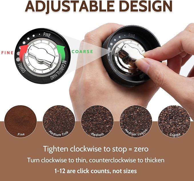 Manual Coffee Grinder, 420 Stainless Steel Conical Burr Hand Coffee Bean Grinder, Adjustable Grind Setting For Espresso, Pour Over, French Press (Black)