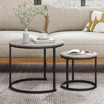 Load image into Gallery viewer, Round Coffee Table Set of 2 for Living Room,Black Small Coffee Table Living Room,Nesting Tables Metal Frame/Wood,Sturdy/Easy Assembly,Stacking Side Tables Bedroom,Grey