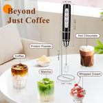 Load image into Gallery viewer, Milk Frother Handheld Rechargeable with Stand, Frother Wand Drink Mixer Electric Whisk for Coffee, Detachable With 3 Stainless Whisks, Hand Mixer for Lattes, Cappuccino, Matcha, Egg, Black