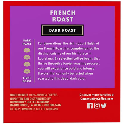 Community Coffee French Roast 12 Count Coffee Pods, Extra Dark Roast, Compatible with Keurig 2.0 K-cup Brewers, 12 Count (Pack of 1)