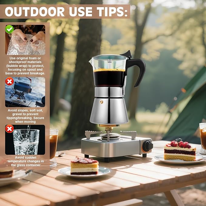 Induction Moka Pot, 9 Cups (15.9 oz) Crystal Glass-Top & Stainless Steel Moka Pot, Classic Stovetop Espresso Maker, Silver