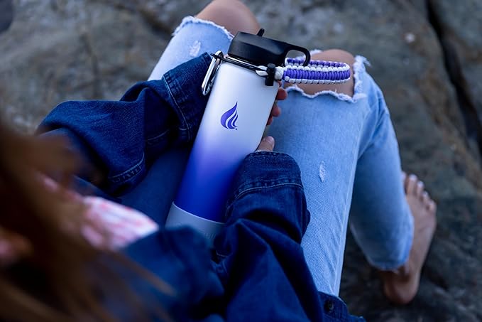 HYDRO CELL Stainless Steel Insulated Water Bottle with Straw - For Cold & Hot Drinks - Metal Vacuum Flask with Screw Cap and Modern Leakproof Sport Thermos for Adults (Lavender/White 24oz)