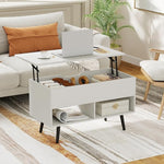 Load image into Gallery viewer, Tangkula Lift Top Coffee Table, Modern Cocktail Table with Hidden Compartment &amp; 2 Open Shelves, Flip Top Center Table, Wooden Pull up Coffee Table for Living Room, Reception Room, Office (White)