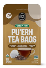 Load image into Gallery viewer, FGO Organic Pu'erh Tea, 100 Count, Eco-Conscious Black Tea Bags, Resealable Bag, Packaging May Vary (Pack of 1)