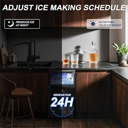 High-Efficiency Commercial Ice Maker: 100 lbs Daily Production, Stainless Steel Under Counter Ice Machine, 25 lbs Ice Storage Capacity, Dual Water Inlet, for Home Commercial Use