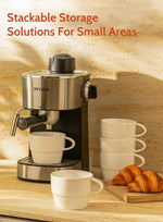 Load image into Gallery viewer, Sweese 6-Pack Porcelain Latte Cups - Stackable 10 Ounce Coffee Mugs for Cappuccino, Mocha, Tea - Space-Saving, Chip-Resistant - Dishwasher Friendly – Ideal for Home and Café, White