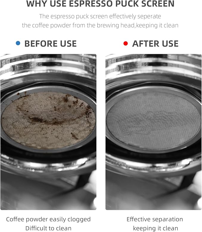 MHW-3BOMBER 58.5mm Espresso Puck Screen 2 Packs Metal Coffee Filter Reusable Espresso Filters for 58mm Portafilter Basket 0.8mm Thickness FG7010-OS