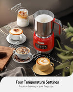 Load image into Gallery viewer, Hazel Quinn Milk Frother - Milk Steamer with Adjustable Temperature &amp; Foam Thickness, Dishwasher Safe, Detachable Base, for Latte/Cappuccino/Hot Chocolate, Cold Foam, 400ML (13.5OZ) - Ruby Red