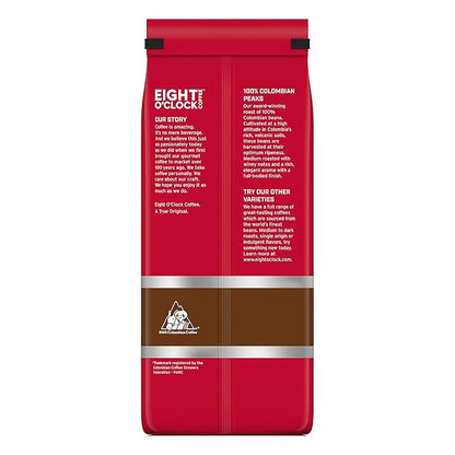 Eight O'Clock Coffee 100% Colombian Peaks Whole Bean Coffee, Medium Roast, 38 Ounce (Pack of 1) - Rich, Winey & Full Bodied