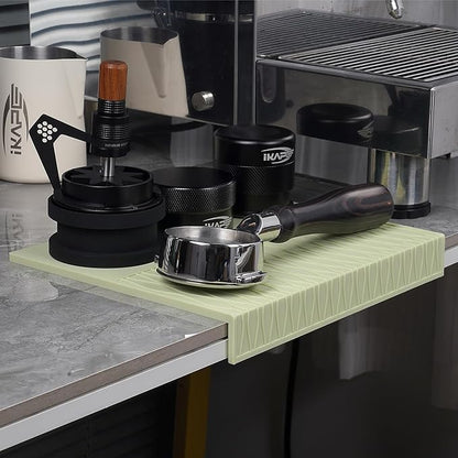IKAPE Espresso Tamping Mat, Food Grade Silicone Coffee Tamper Mat, Portafilter Tamp Mat Espresso Accessory For Baristas, Waterproof Heat Resistant Tamping Pad Mat for Counter(Light Green)