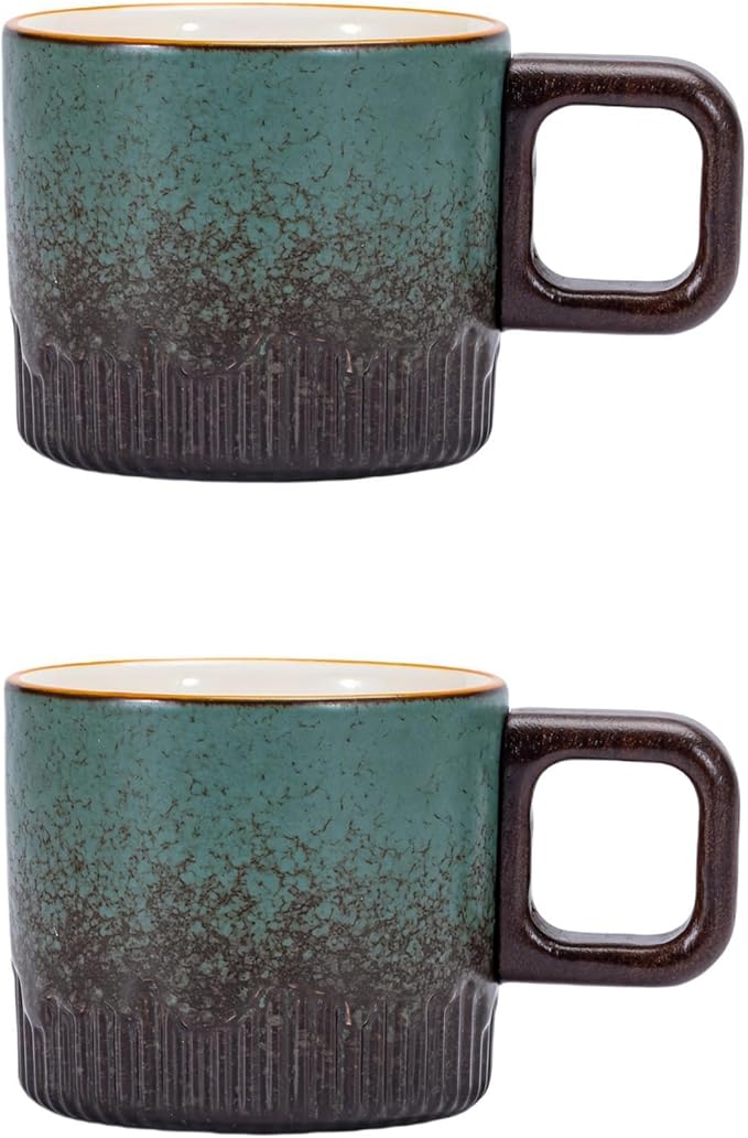 Espresso Cups Set of 2, 2 oz Ceramic Espresso Cups, Demitasse Cups for Tea or Coffee (Green)