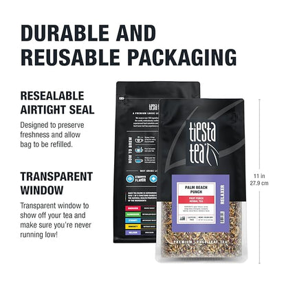 Tiesta Tea - Palm Beach Punch, Loose Leaf, Fruit Punch Herbal Tea, Caffeine-Free Tropical Blend with Apple and Orange, Brews Hot or Iced, 16oz Resealable Bulk Pouch, Up to 200 Cups