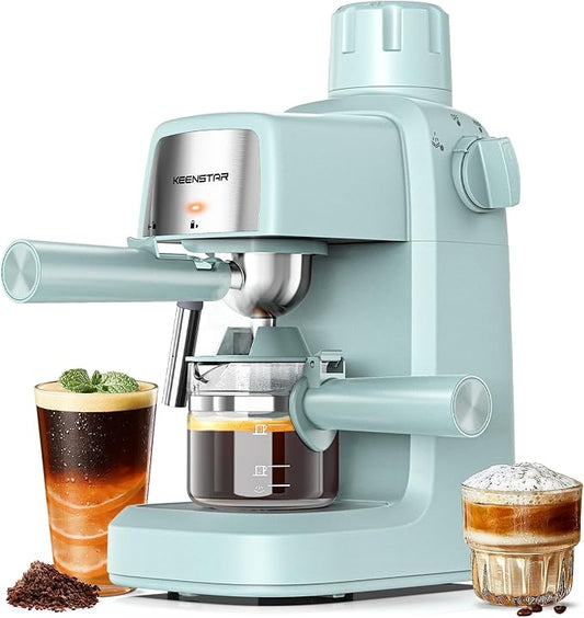 3.5Bar Espresso Machine with Milk Frother, 800W Compact Espresso and Cappuccino Machine with Preheating Function, 4 Cup Espresso Maker for Cappuccino or Latte, Gift for Coffee Lover