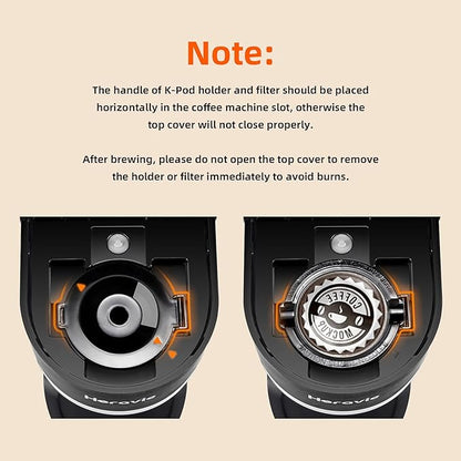 Mini Single Serve Coffee Maker for K Cup and Ground Coffee, Fast Brew One Cup Coffee Machine with Descaling Reminder and Water Window, 6 to 12 oz. Brew Sizes, Black