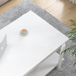 Load image into Gallery viewer, FOLUBAN White Coffee Table, Modern Rustic Wood and Metal Center Table with Storage Shelf, Rectangle Cocktail Tea Table for Living Room, 42 Inch