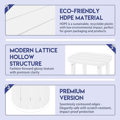 LZRS Outdoor Side Table - 2-Tier Adirondack HDPE Patio End Table for Pool, Porch,Balcony & Backyard,Weather Resistance for Indoor and Outdoor use(White)