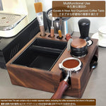 Load image into Gallery viewer, Espresso tamping station and knock box,Wooden portafilter holder,Espresso organizer station box,Tamping station fit for storage 51/54/58mm coffee accessories,Multifunctional espresso station