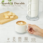 Load image into Gallery viewer, 10 Ounce White Porcelain Stackable Cappuccino Cups with Stainless Steel Holder, Set of 4, Durable Ceramic, Perfect for Home, Office, or Gift