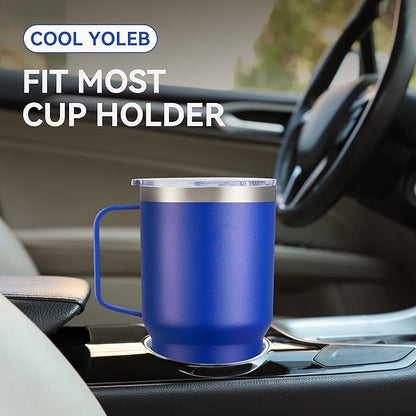 30 oz Tumbler with Handle and Lid, Stainless Steel Tumblers Double Wall Vacuum Insulated Travel Mug Leak Proof Cup Keep Drinks Cold and Hot Blue, 1 Pack